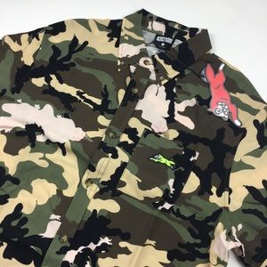 BBC Ice Cream Enjoy S/S Camo Button up mens Sz L